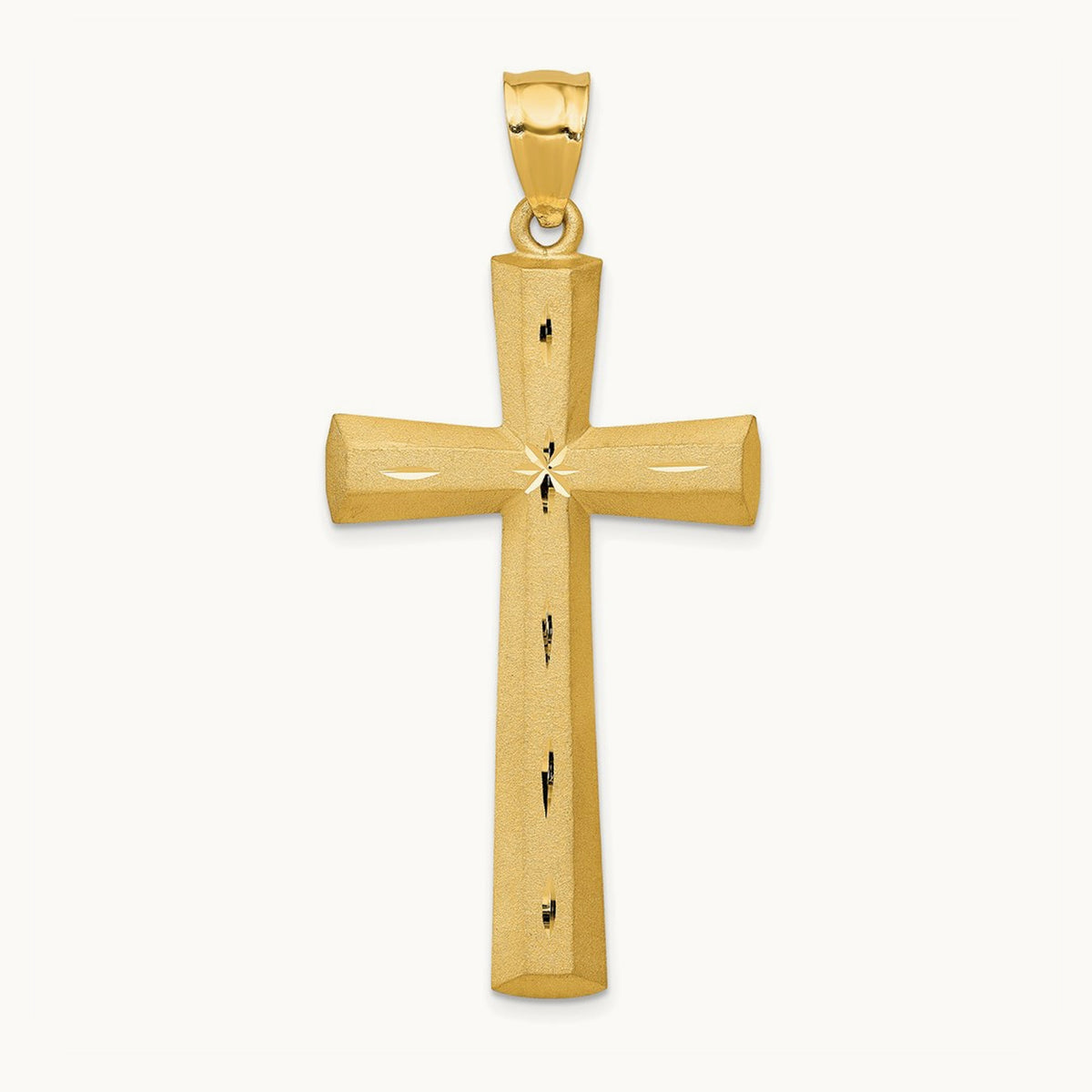 Satin and Diamond -Cut Cross Pendant, 14K
