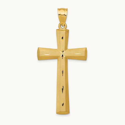 Satin and Diamond -Cut Cross Pendant, 14K