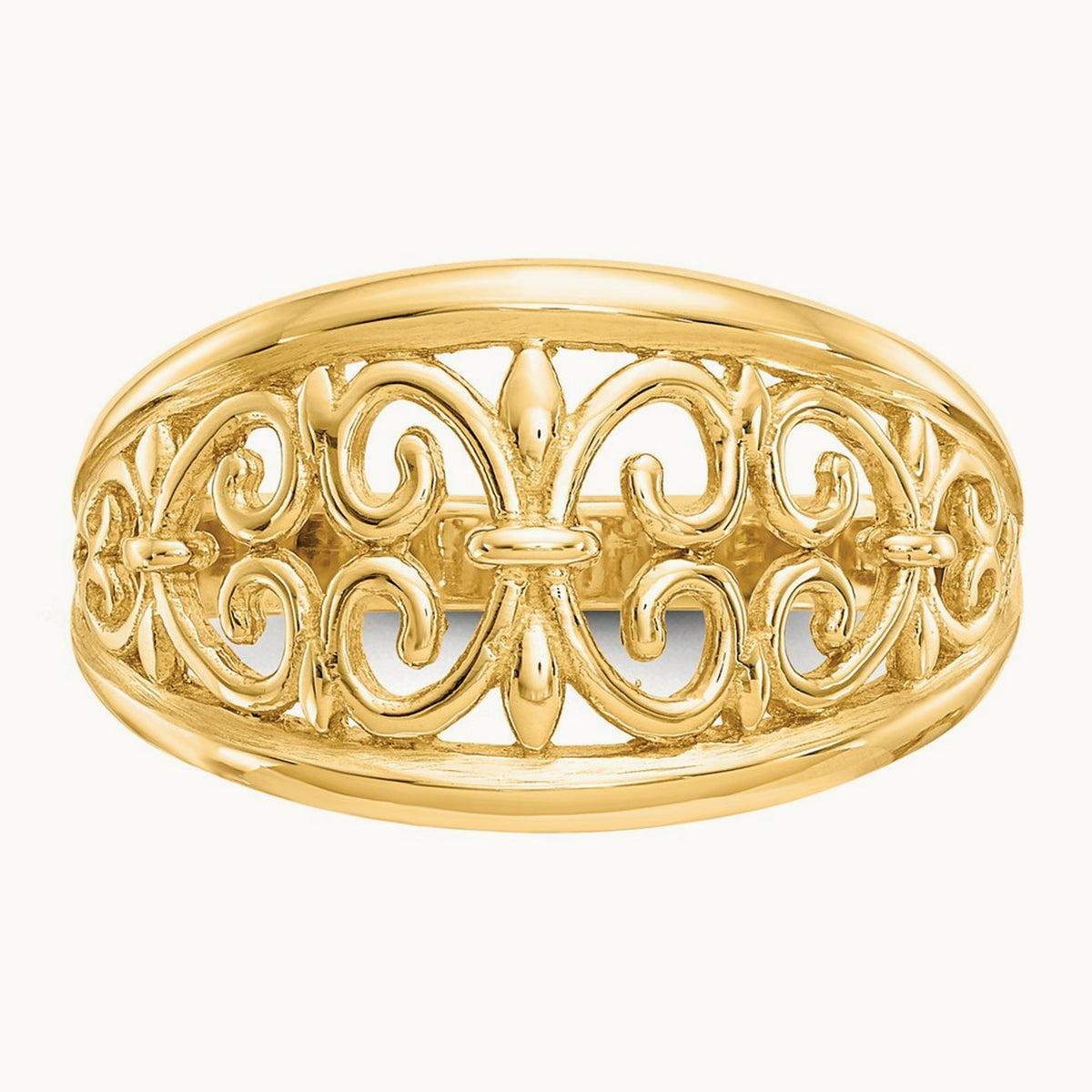 Fleur-De-Lis Tapered Ring, 14K