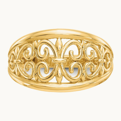Fleur-De-Lis Tapered Ring, 14K