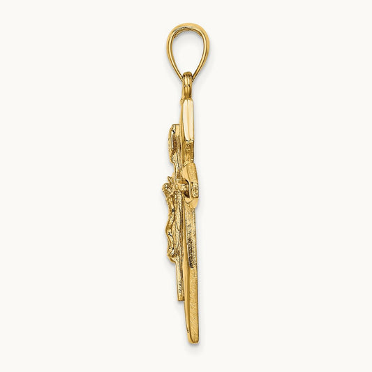 Polished Crucifix Charm — 14K Yellow Gold
