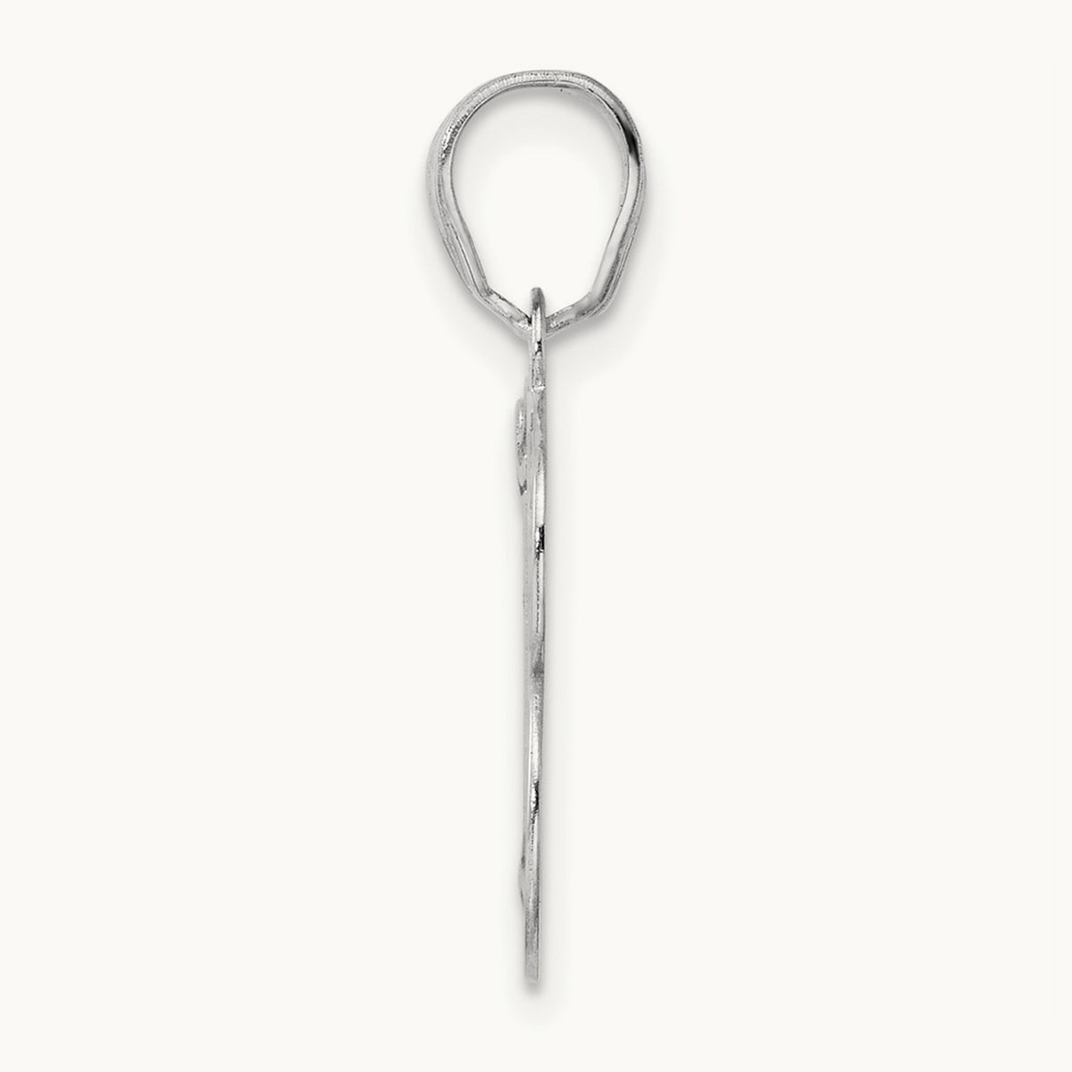 Polished Etched Number 13 Pendant, 14K White Gold