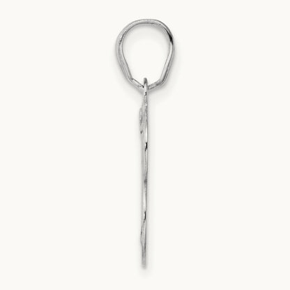 Polished Etched Number 13 Pendant, 14K White Gold