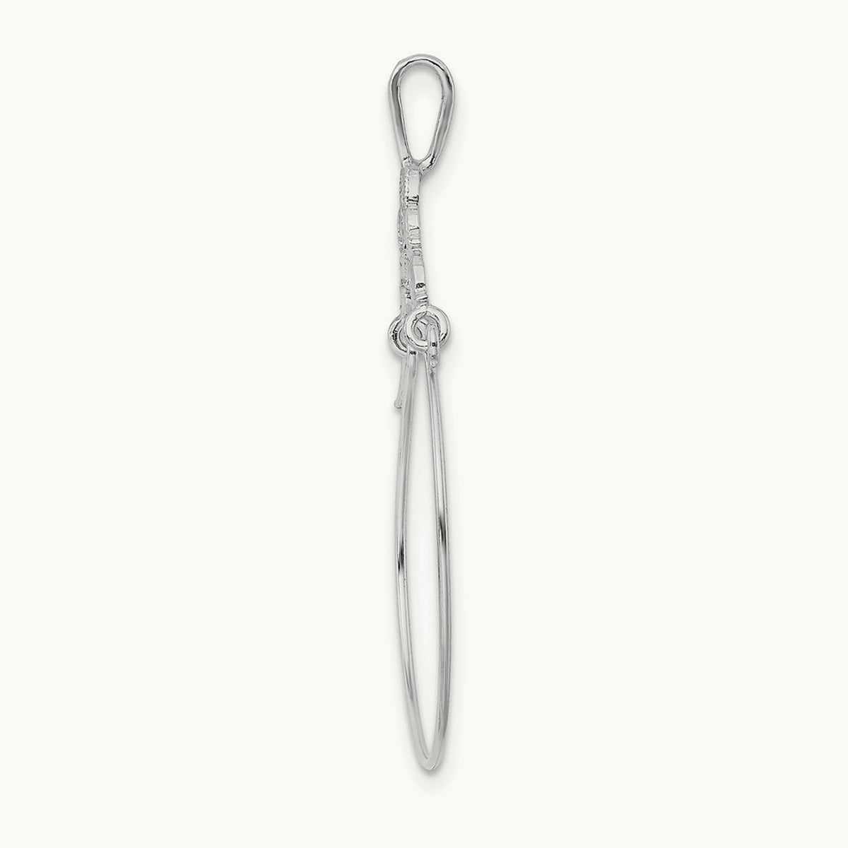 Polished Filigree Heart Charm Holder — 14K White Gold, 39mm