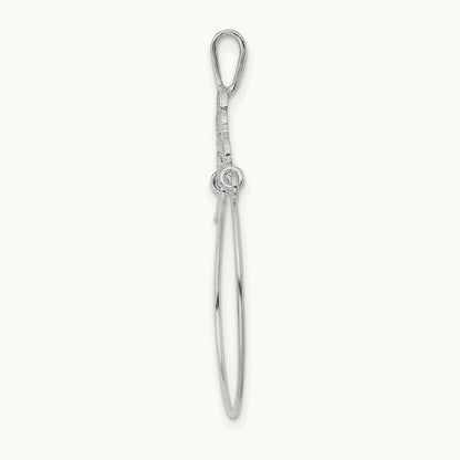 Polished Filigree Heart Charm Holder — 14K White Gold, 39mm