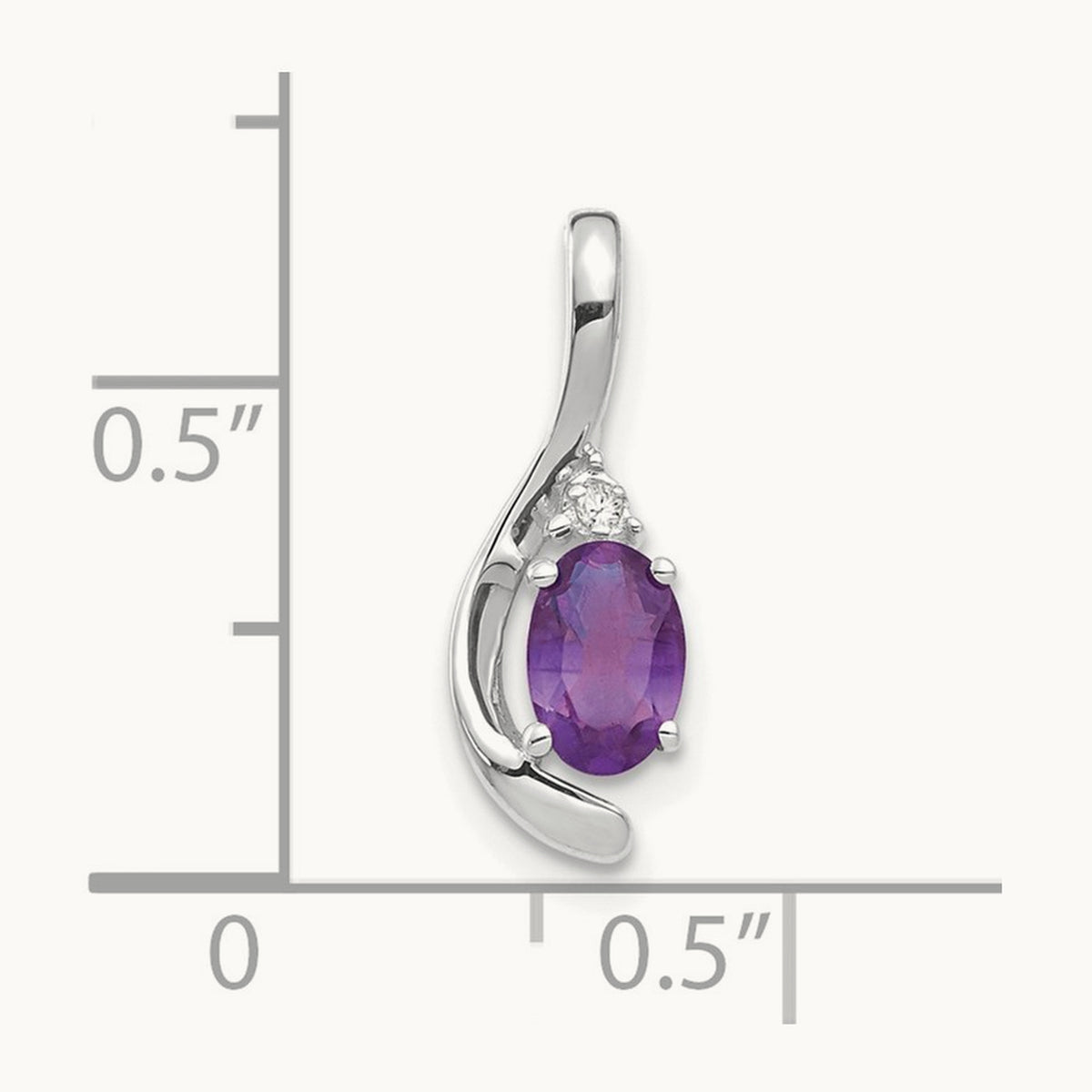 Amethyst and Diamond Pendant — 14K White Gold