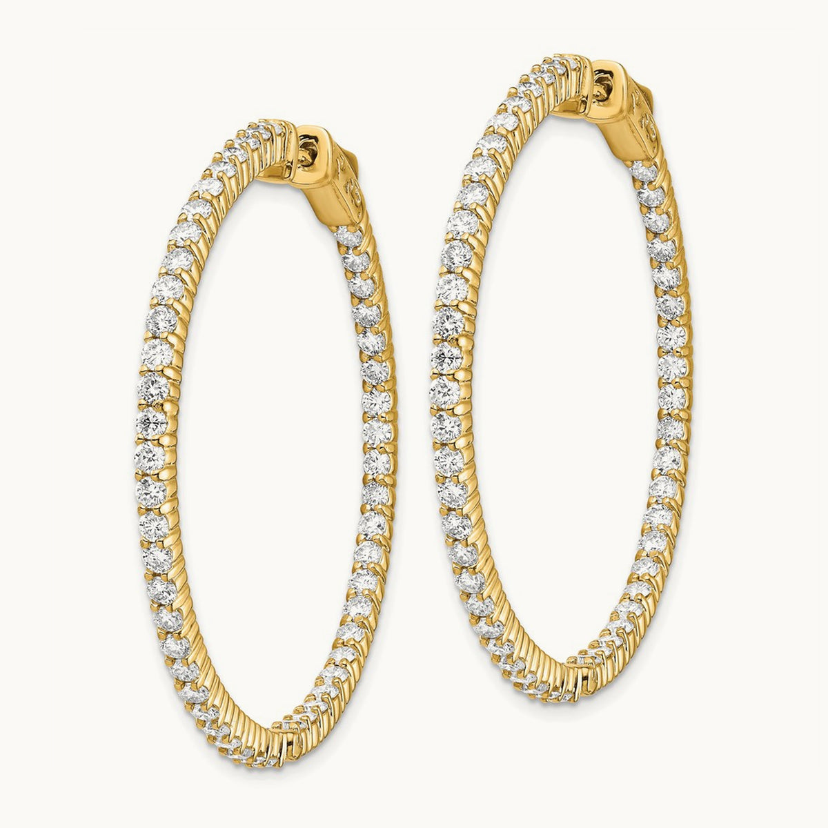 Diamond Round Hoop w/Safety Clasp Earrings, 14K