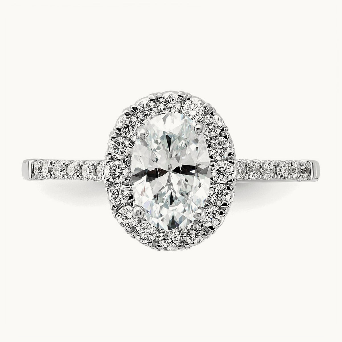 Oval Halo Engagement Ring, 0.25-2.50 ct tw Lab-Grown Diamond — 14K White Gold
