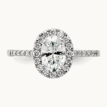Oval Halo Engagement Ring, 0.25-2.50 ct tw Lab-Grown Diamond — 14K White Gold