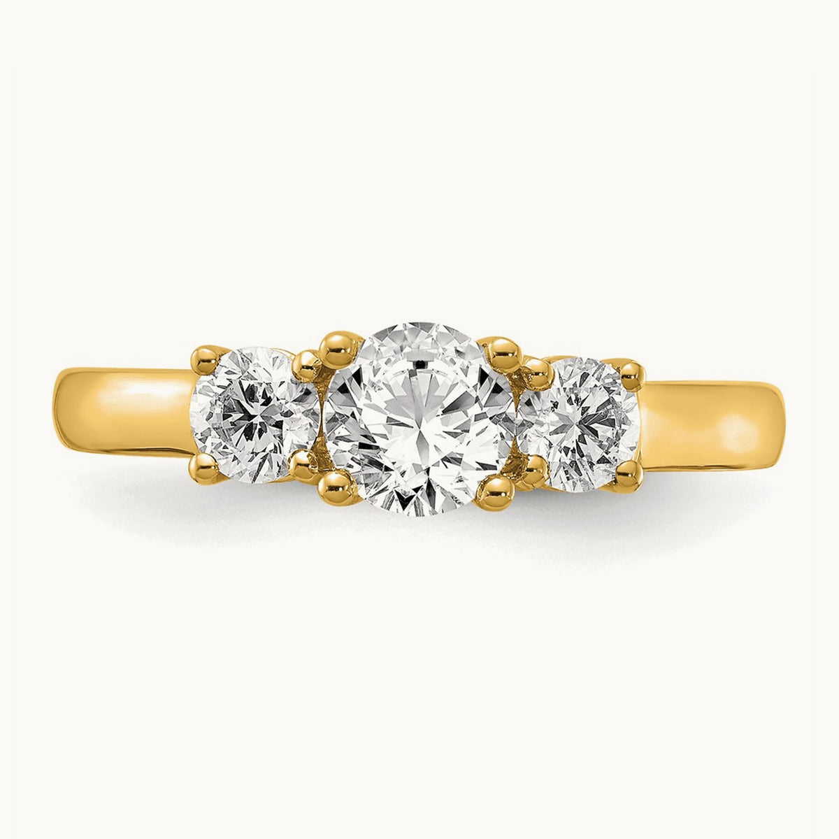3 Stone Engagement Ring, 0.75-1.50 ct tw Lab-Grown Diamond — 1 ct, 14K Yellow Gold