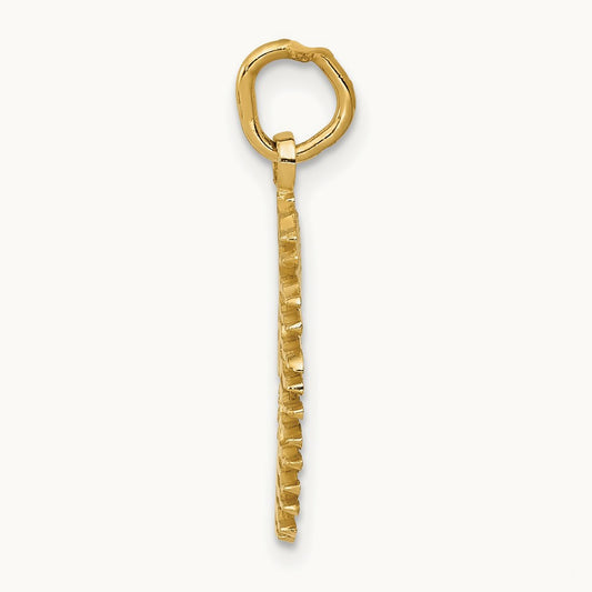 Flaming Sun Charm, 14K
