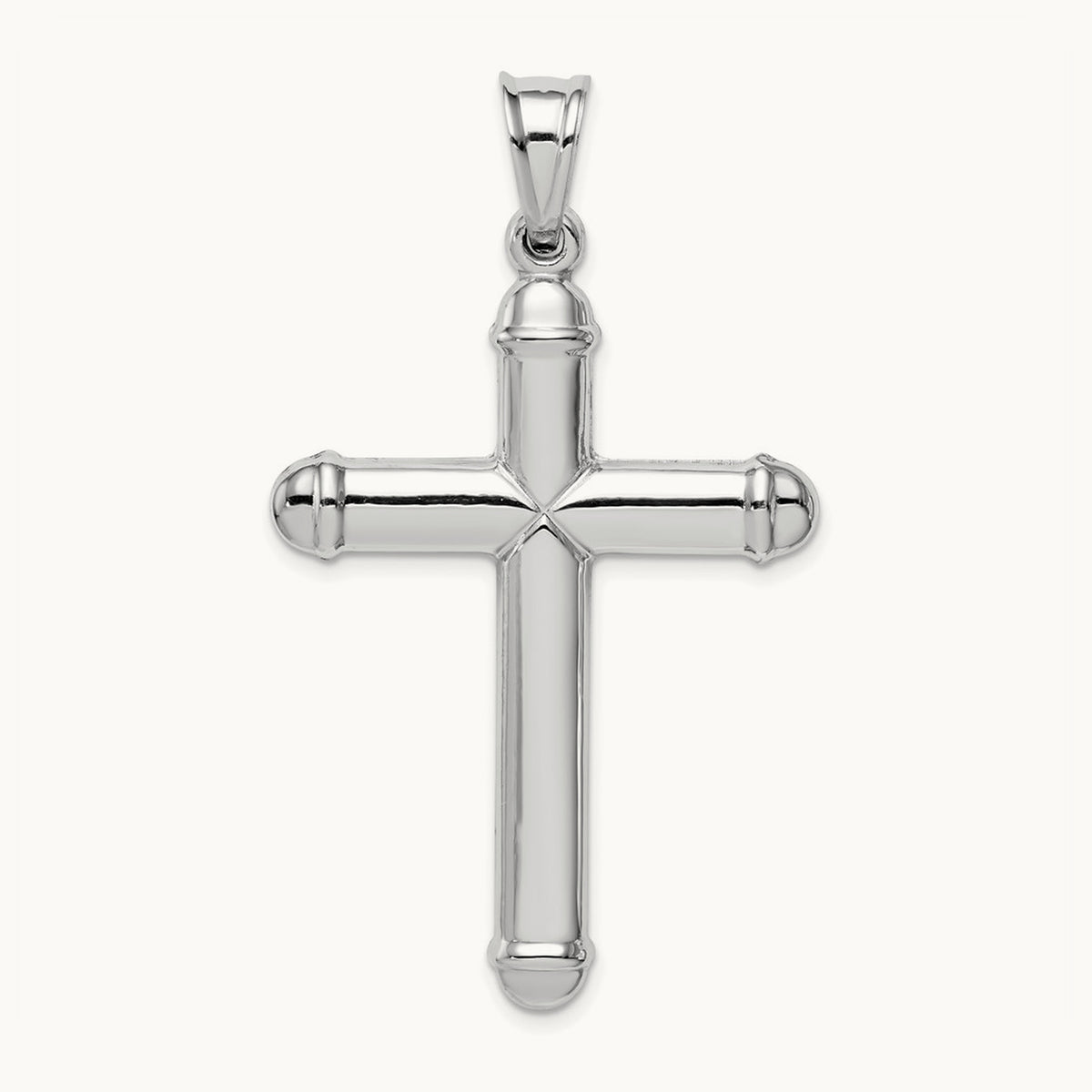 Hollow Cross Pendant, 14K White Gold