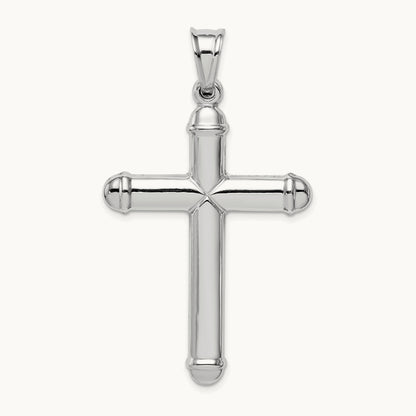 Hollow Cross Pendant, 14K White Gold