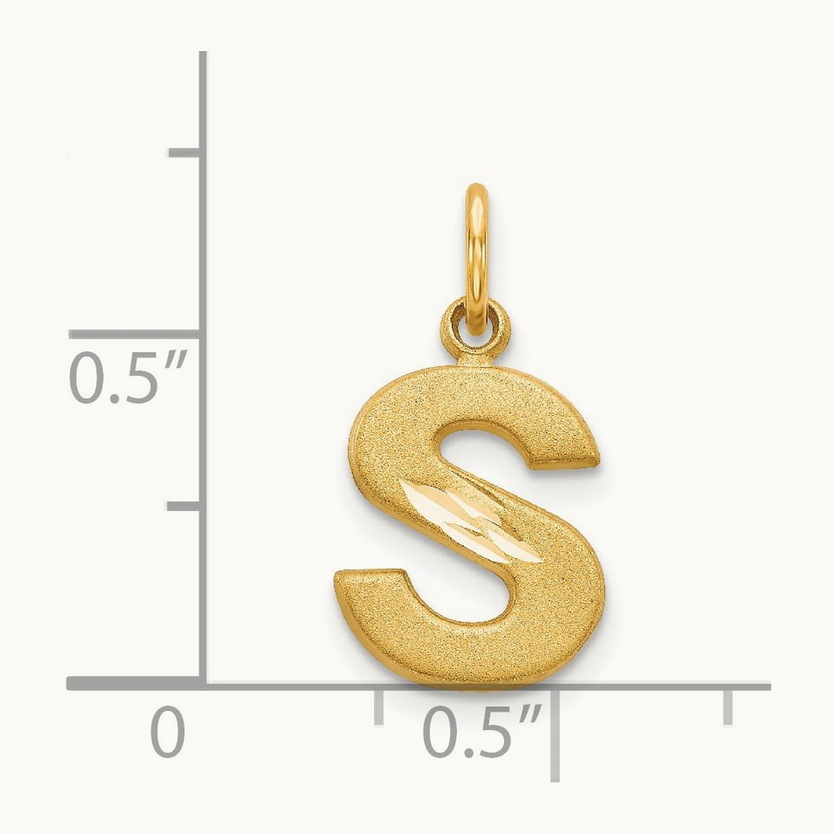 Satin Diamond-cut Initial Charm — 14K Yellow Gold, S