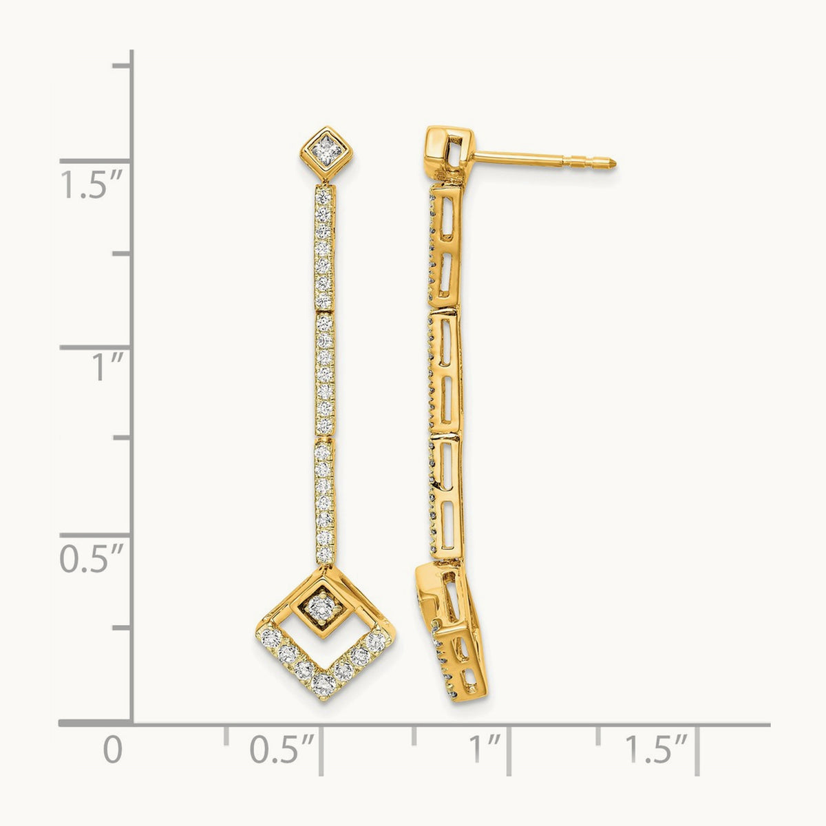 Dangle Post Earrings, 0.50 ct tw Lab-Grown Diamond — 14K Yellow Gold
