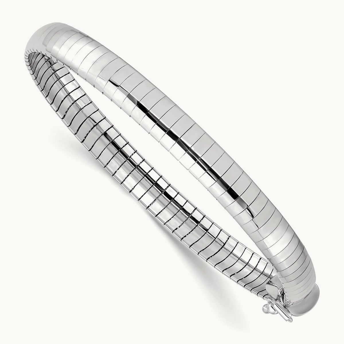 Domed Omega Bracelet — 14K White Gold, 6mm