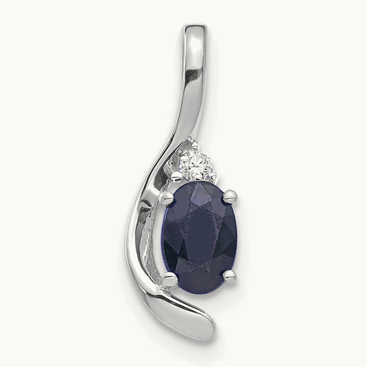 Sapphire and Diamond Pendant — 14K White Gold