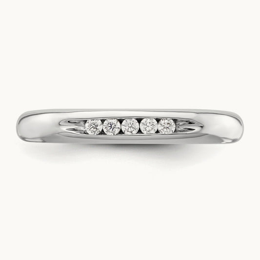 5-Stone Diamond Channel Band, 14K White Gold
