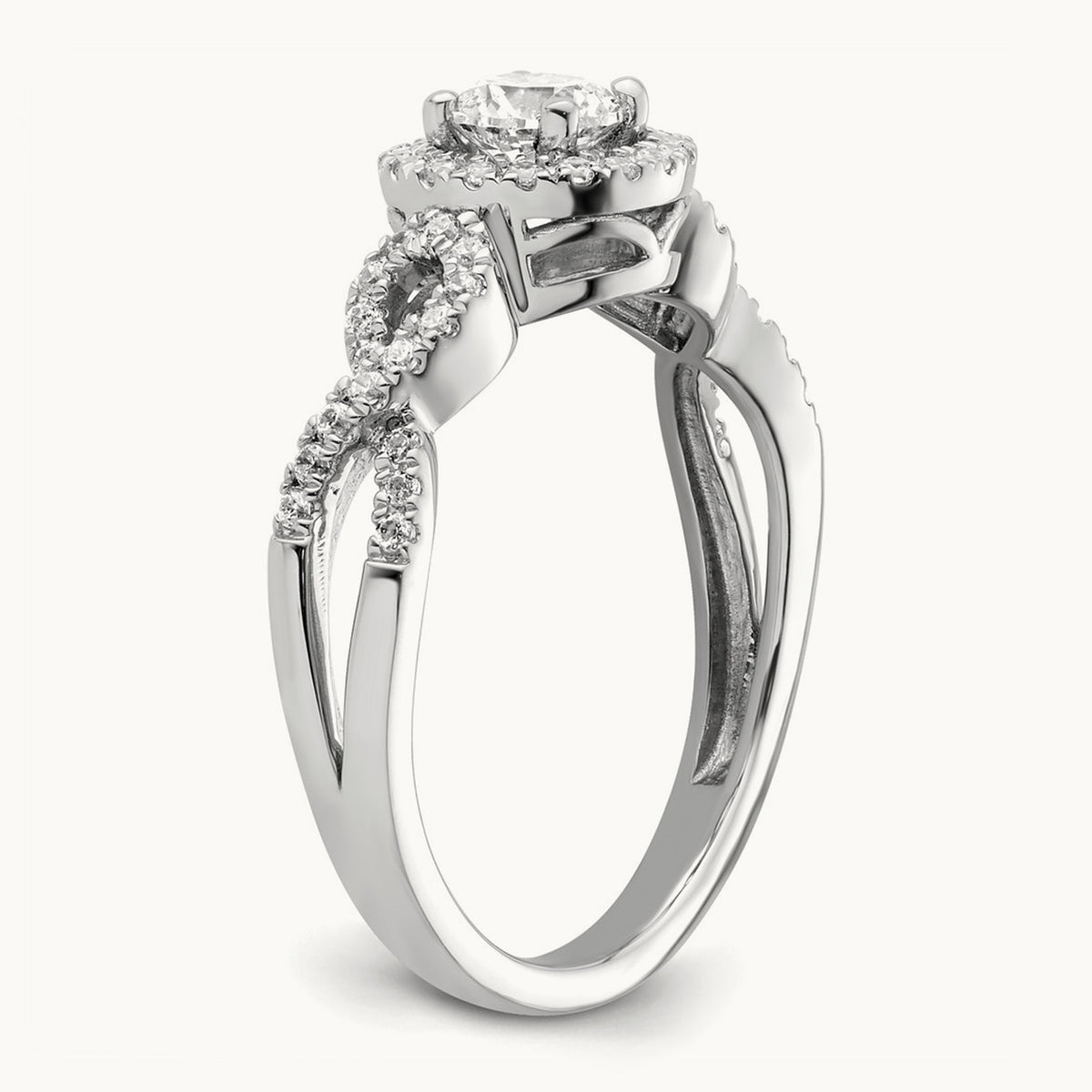 Round Halo Engagement Ring, 0.50 ct tw Lab-Grown Diamond