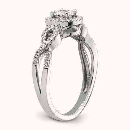 Round Halo Engagement Ring, 0.50 ct tw Lab-Grown Diamond