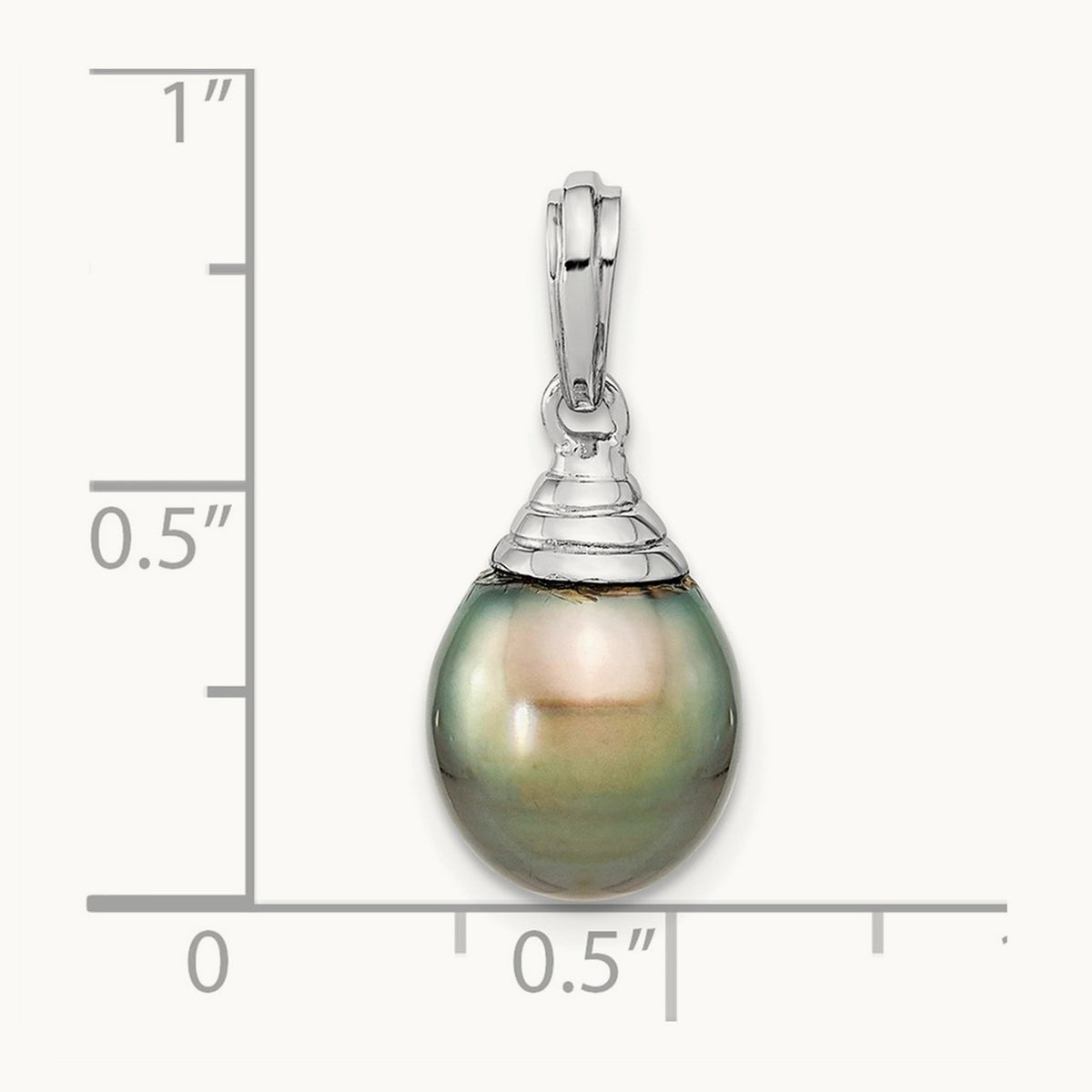 9- Teardrop Black Saltwater Tahitian Pearl Pendant — 14K White Gold