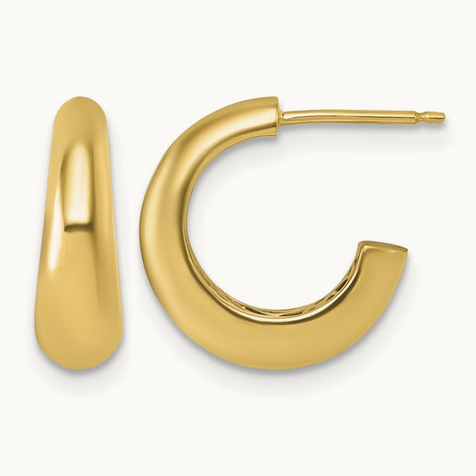 Polished C-Hoop Post Earrings, 14K
