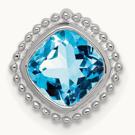 Cushion Blue Topaz Chain Slide — 14K White Gold