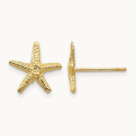 Starfish Post Earrings — 14K Yellow Gold