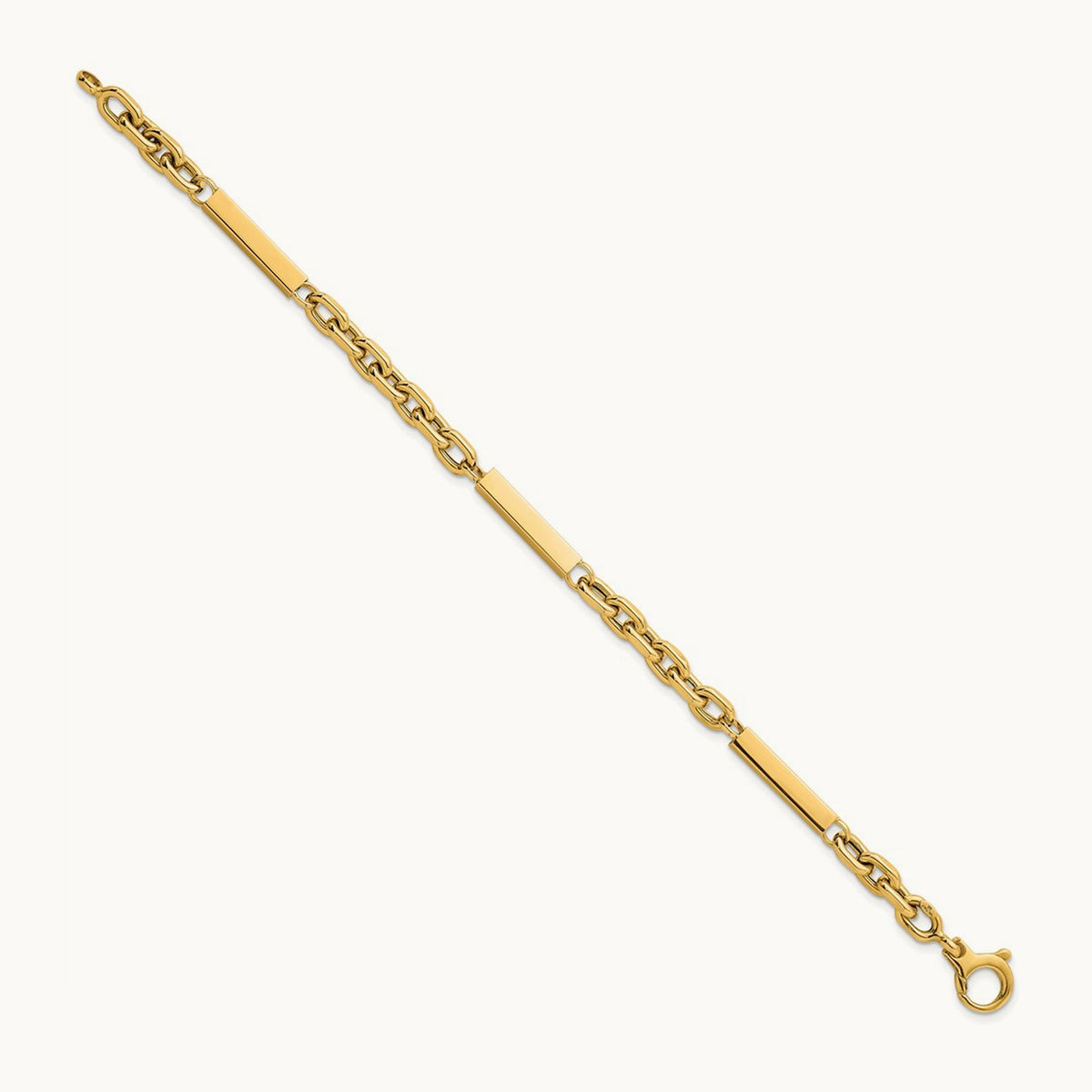 Polished Fancy Chain with Bars 8in Bracelet, 14K