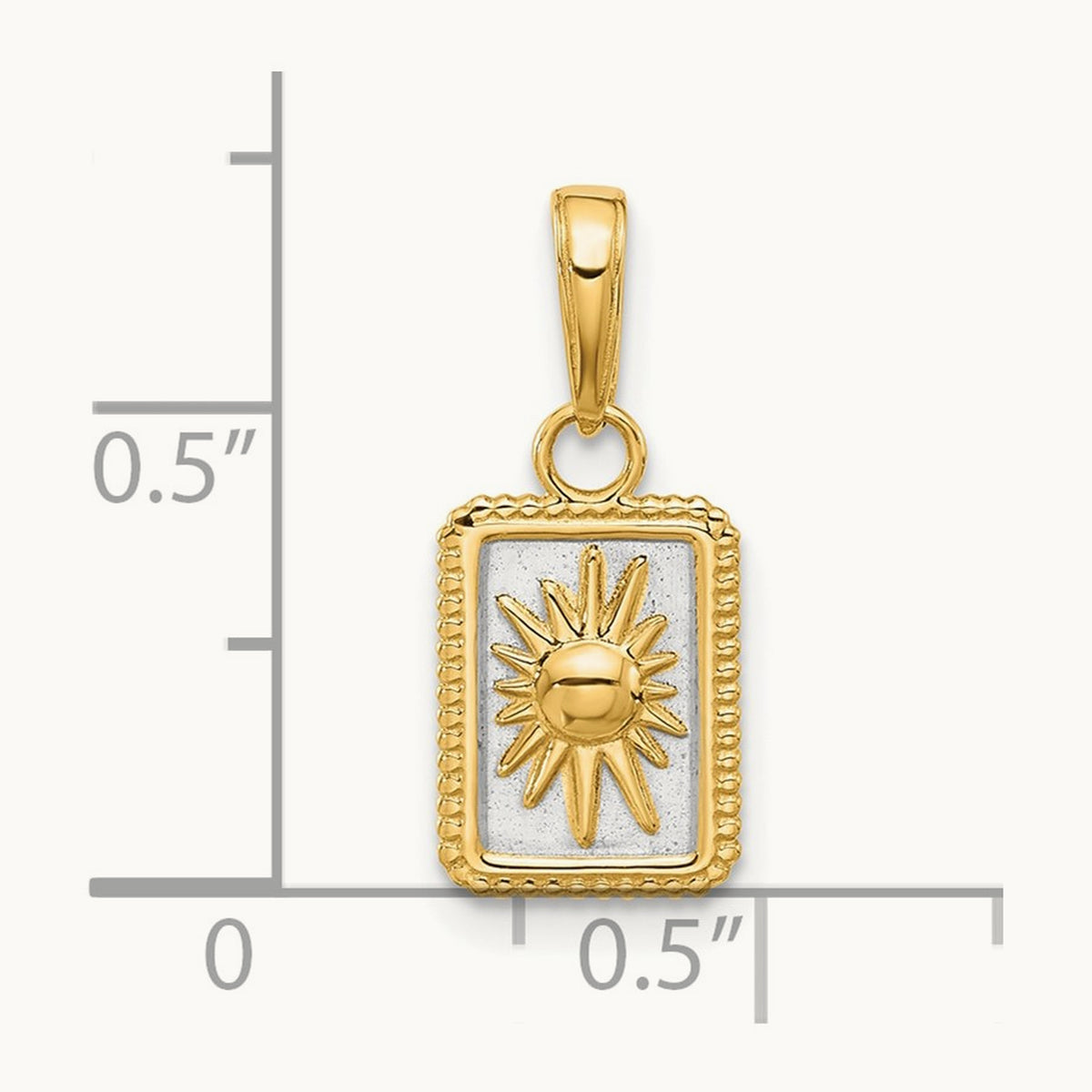 Sun in Frame Pendant, 14K with White Rhodium