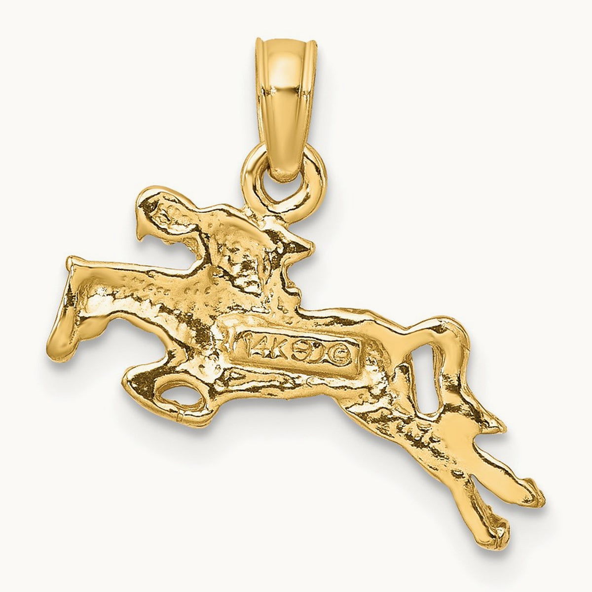 Jockey on Jumping Horse Charm, 14K
