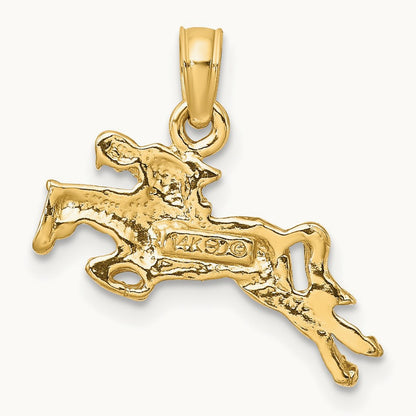 Jockey on Jumping Horse Charm, 14K