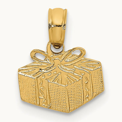 Wrapped Gift Box Charm, 14K
