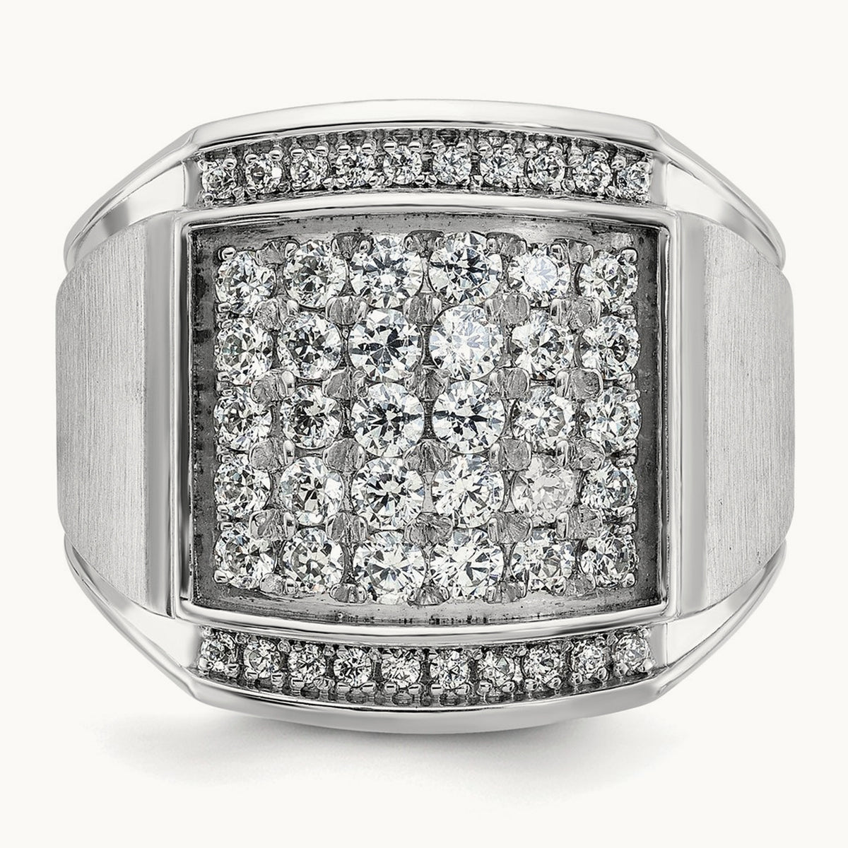 IBGoodman Men's Polished & Satin Diamond Cluster Ring, 14K White Gold