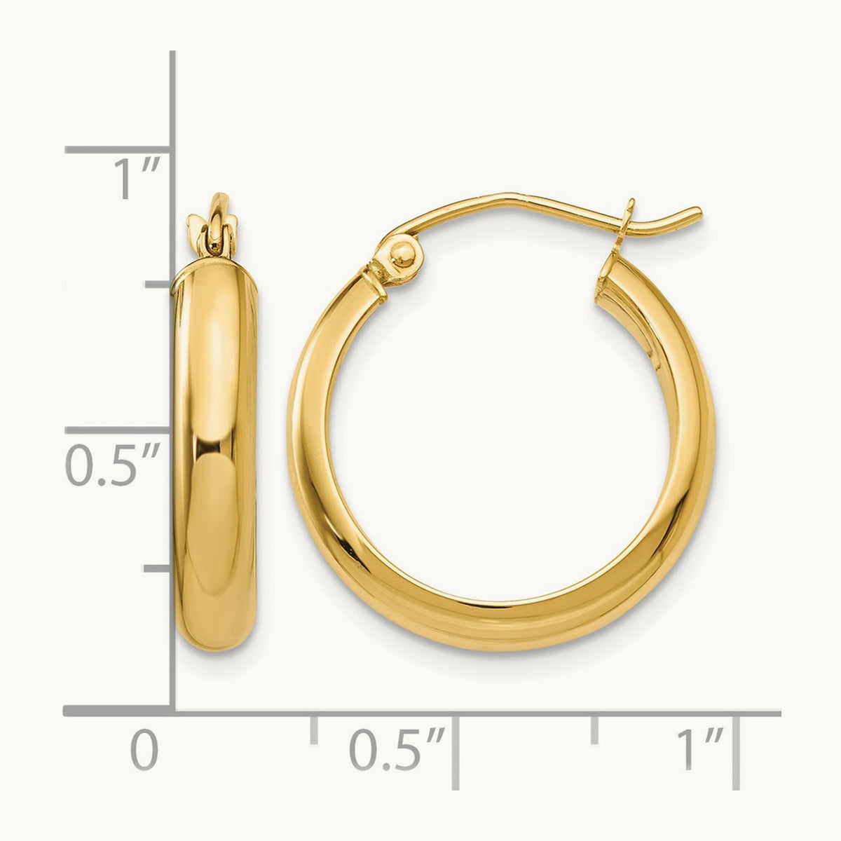 Round Tube Hoop Earrings — 14K Yellow Gold, 16mm