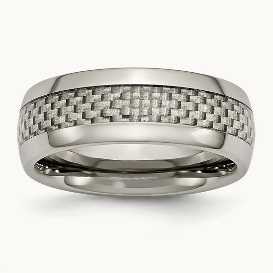 Polished w/Grey Carbon Fiber Inlay Band, 8mm, Titanium