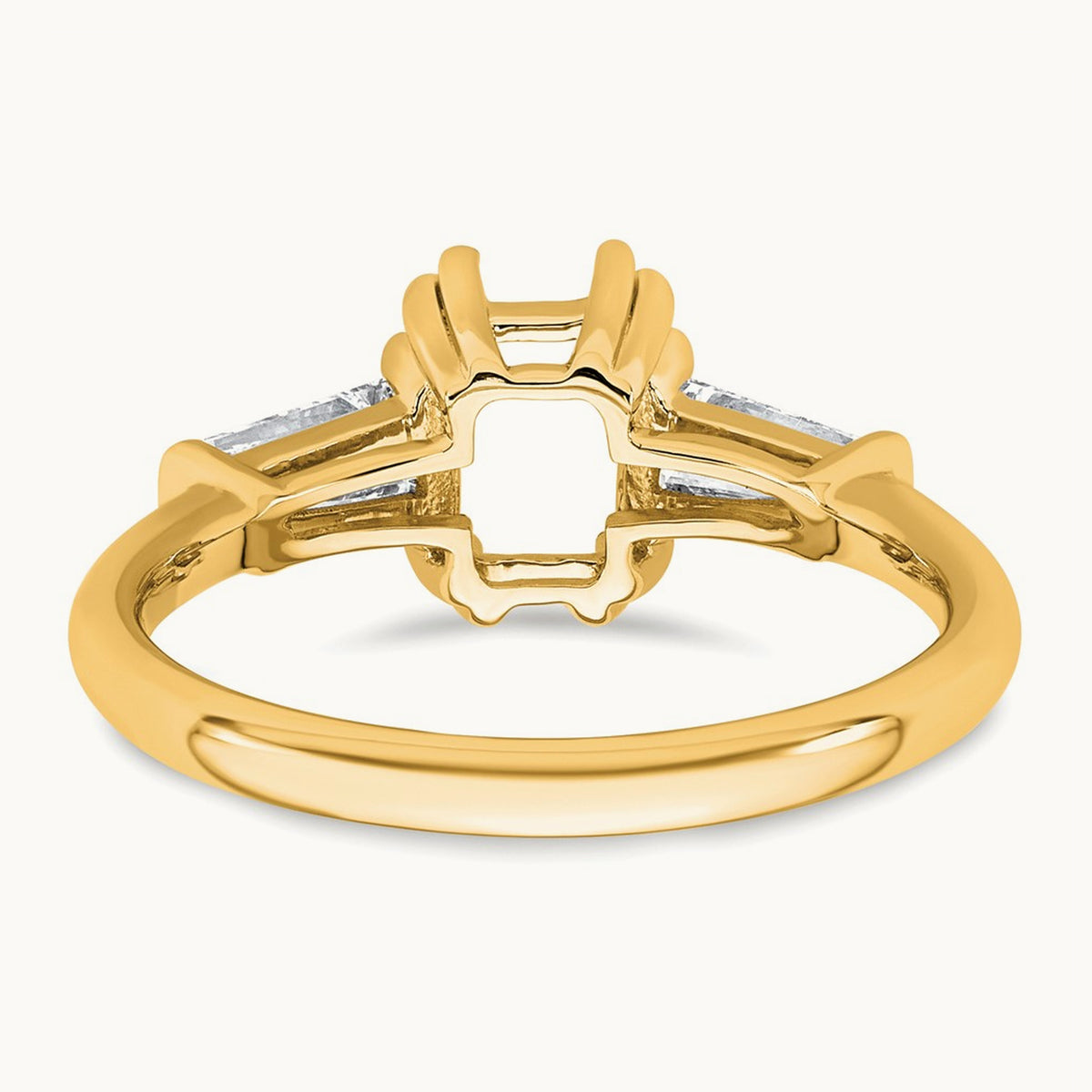 Emerald Center Semi-Mount Engagement Ring — 14K Yellow Gold, 1/2 ct, 7