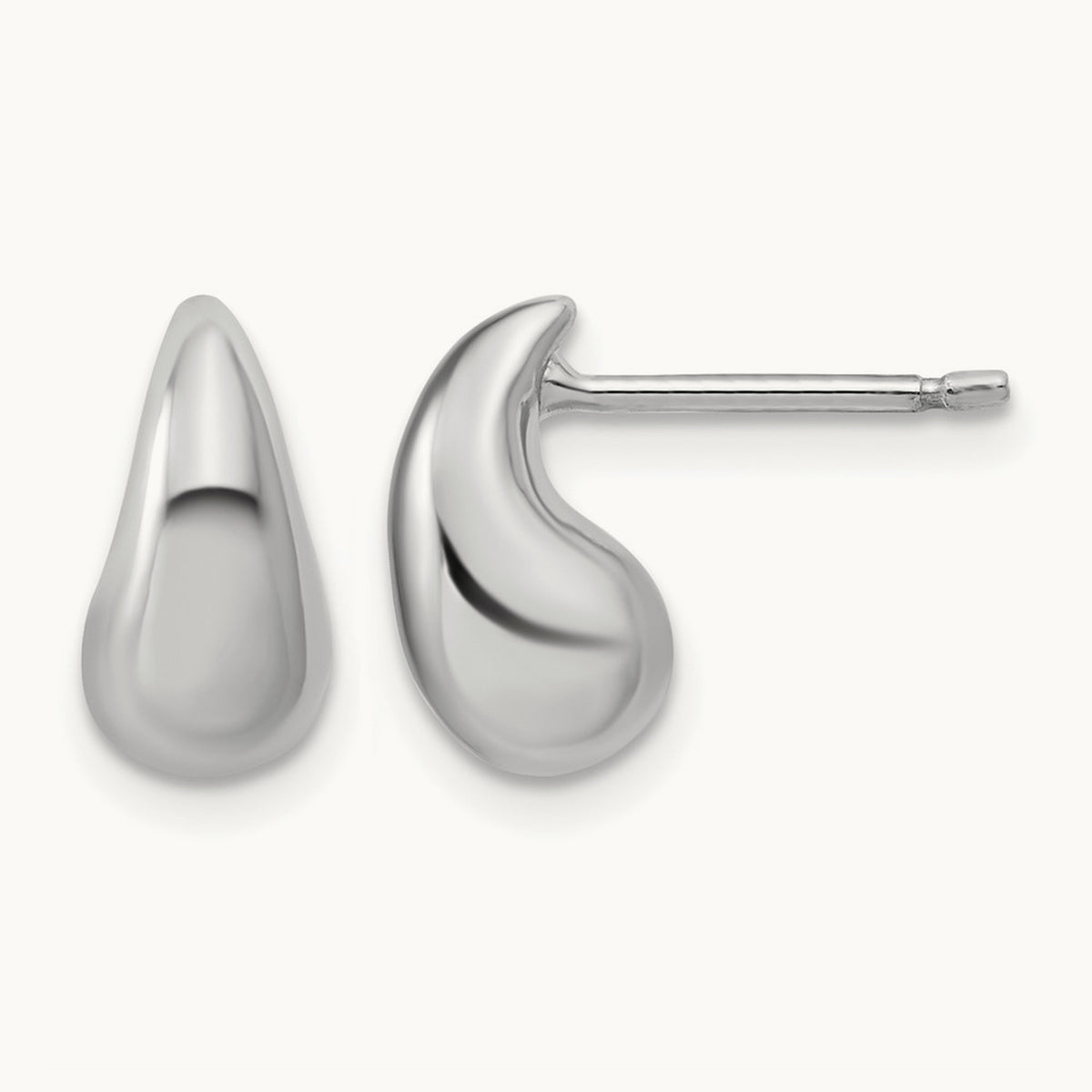 RH-plated Polished Puffed Teardrop Post Earrings, Sterling Silver — Leslie's