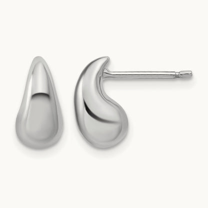 RH-plated Polished Puffed Teardrop Post Earrings, Sterling Silver — Leslie's