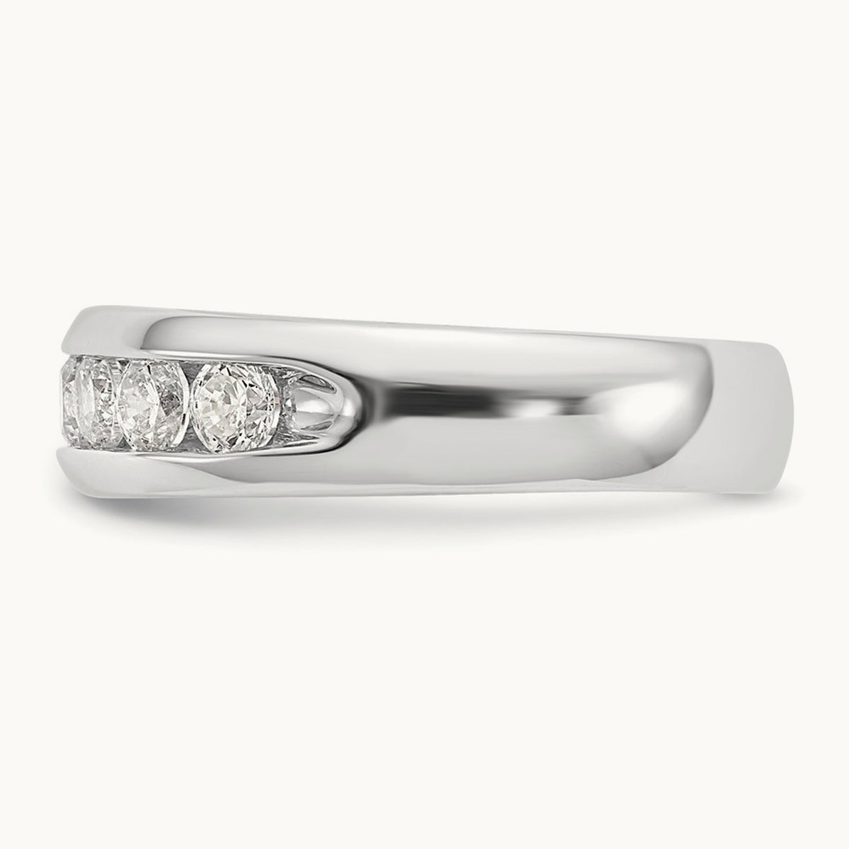 9-Stone Diamond Channel Band, 14K White Gold