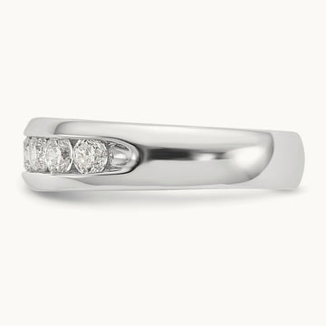 9-Stone Diamond Channel Band, 14K White Gold