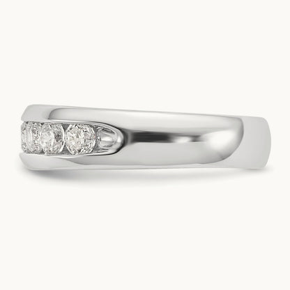 9-Stone Diamond Channel Band, 14K White Gold