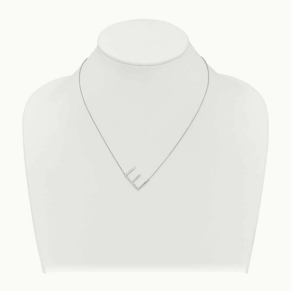 Sideways Diamond Necklace — 14K White Gold, E