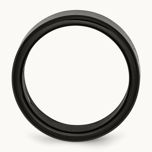 Stainless Steel Brushed Black IP-plated with Cross 9mm Band