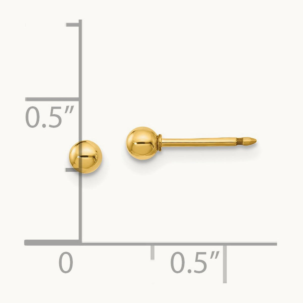 Inverness 14k Polished Ball Short Post Earrings, 3mm