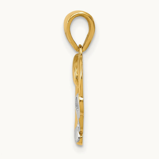 w/White Rhodium Infinity Heart Pendant, 14K