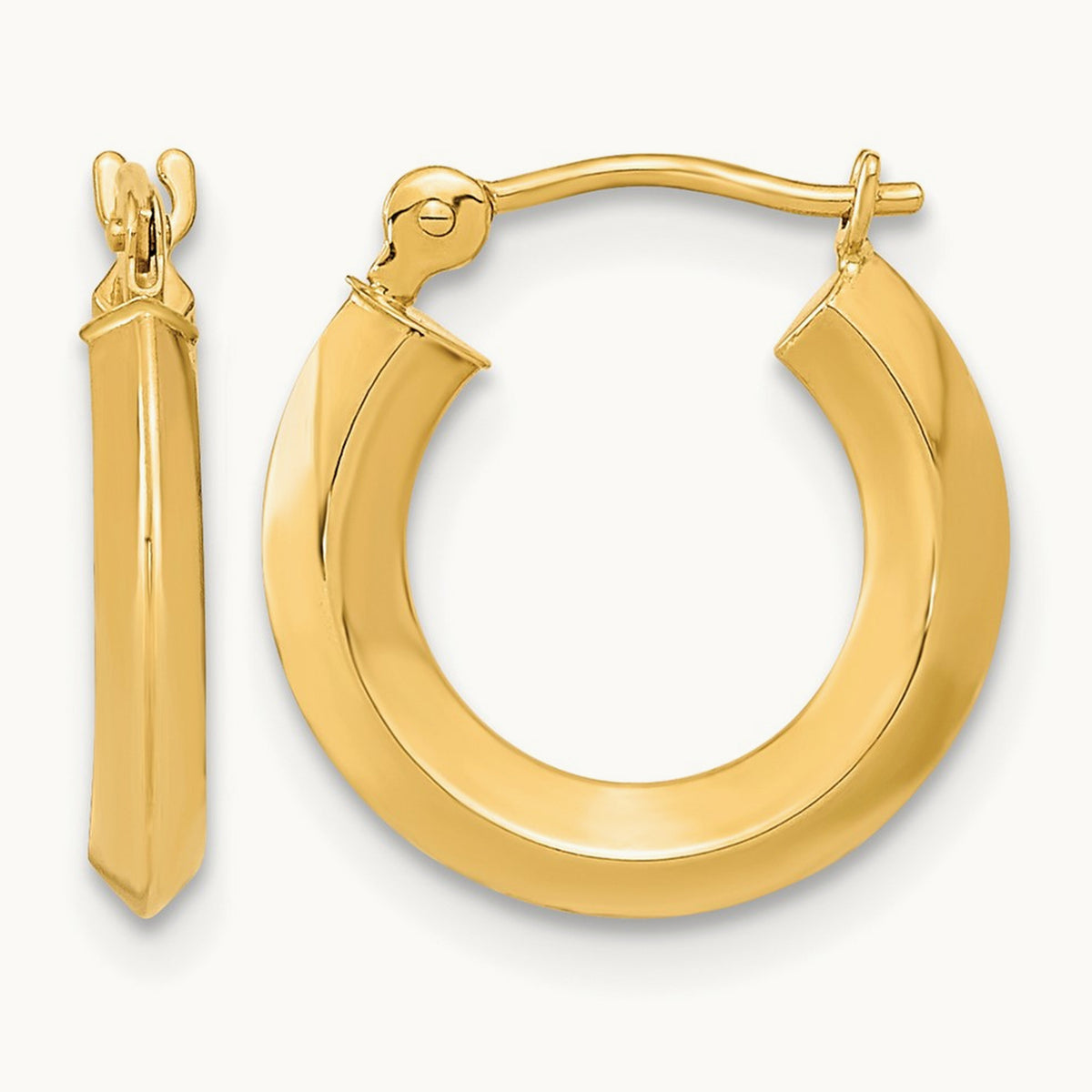 Polished Knife Edge Hoops, 14K
