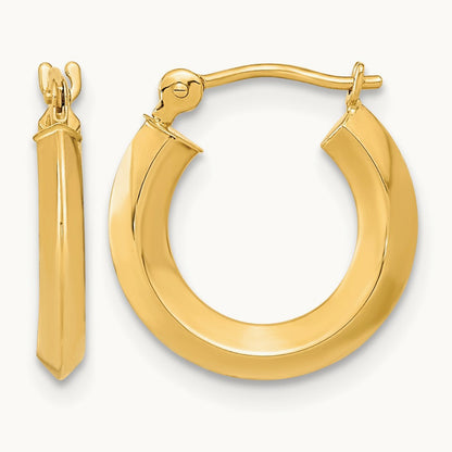 Polished Knife Edge Hoops, 14K