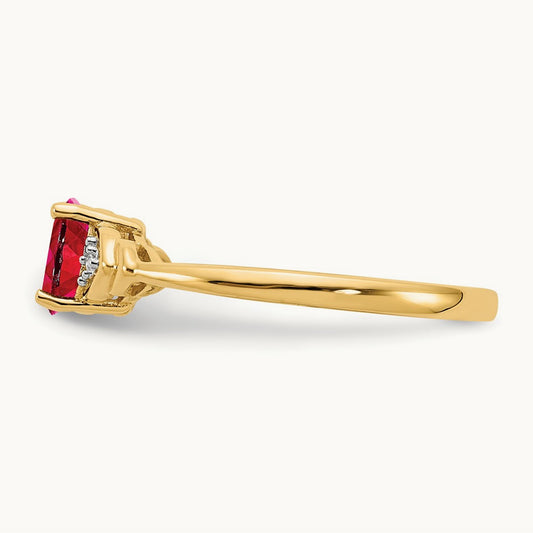 Ruby and Diamond Ring — 14K Yellow Gold, 7