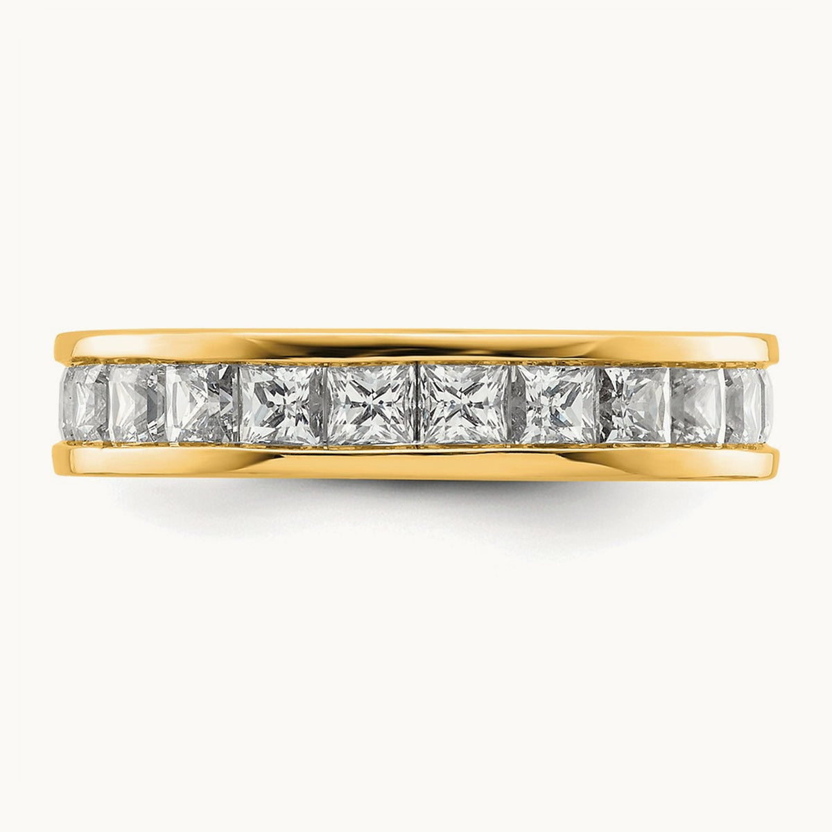 Polished 3ct Princess Channel Set Diamond Eternity Band, 14K